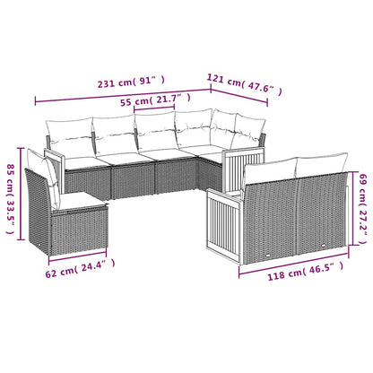 Set Divani da Giardino con Cuscini 8 pz Nero in Polyrattan | homemem39