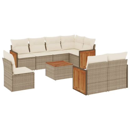 Set Divano da Giardino 9 pz con Cuscini Beige in Polyrattan - homemem39