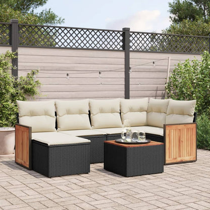 Set Divani da Giardino con Cuscini 7pz Nero Polyrattan - homemem39