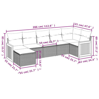 Set Divani da Giardino con Cuscini 7pz Nero Polyrattan | homemem39