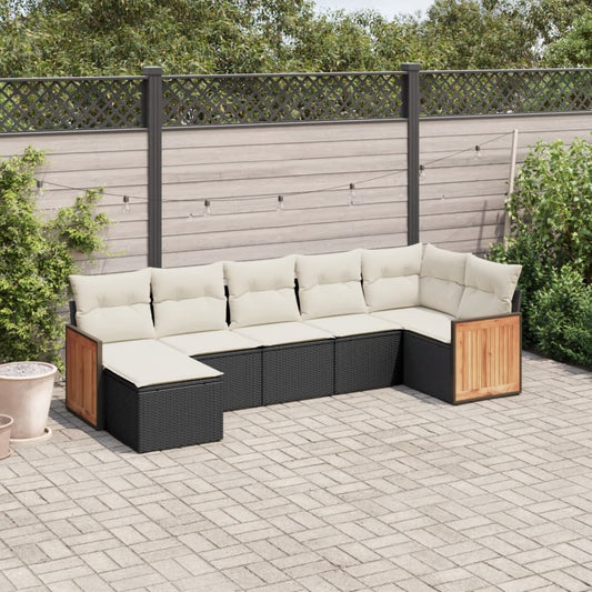 Set Divani da Giardino con Cuscini 7pz Nero Polyrattan - homemem39