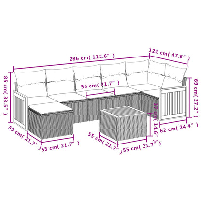 Set Divani da Giardino con Cuscini 8 pz Nero in Polyrattan | homemem39