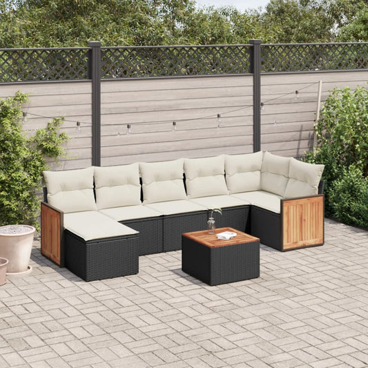 Set Divani da Giardino con Cuscini 8 pz Nero in Polyrattan | homemem39