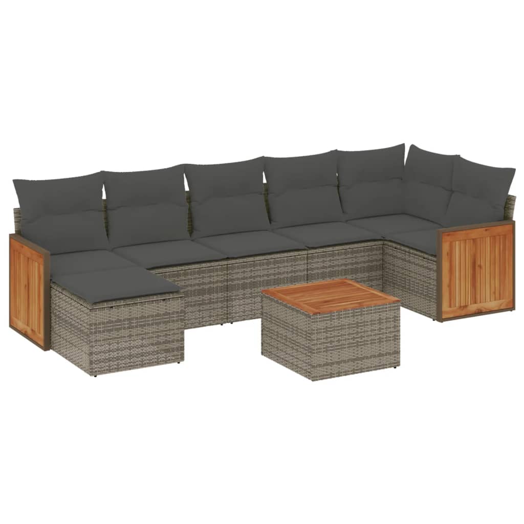 Set Divano da Giardino 8 pz con Cuscini Grigio in Polyrattan | homemem39