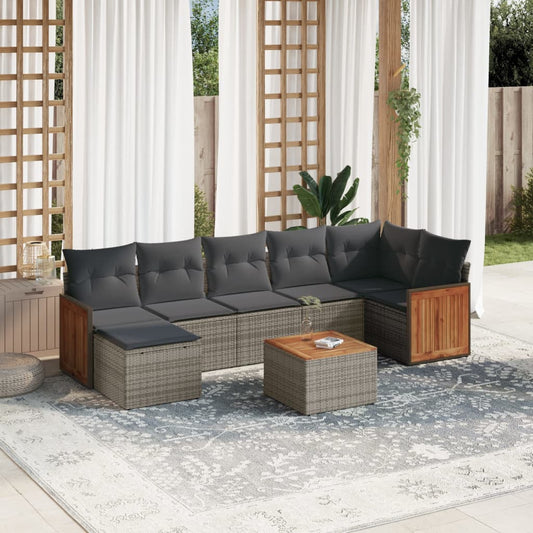 Set Divano da Giardino 8 pz con Cuscini Grigio in Polyrattan | homemem39