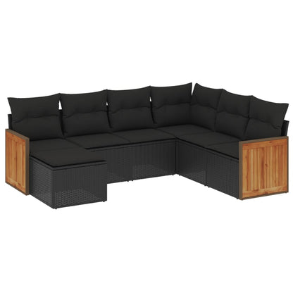 Set Divani da Giardino con Cuscini 7pz Nero Polyrattan - homemem39