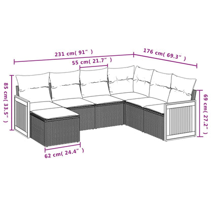 Set Divani da Giardino 7 pz con Cuscini Grigio in Polyrattan | homemem39