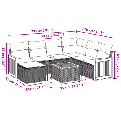 Set Divano da Giardino 8 pz con Cuscini Beige in Polyrattan | homemem39