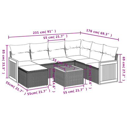Set Divano da Giardino 8 pz con Cuscini Grigio in Polyrattan | homemem39