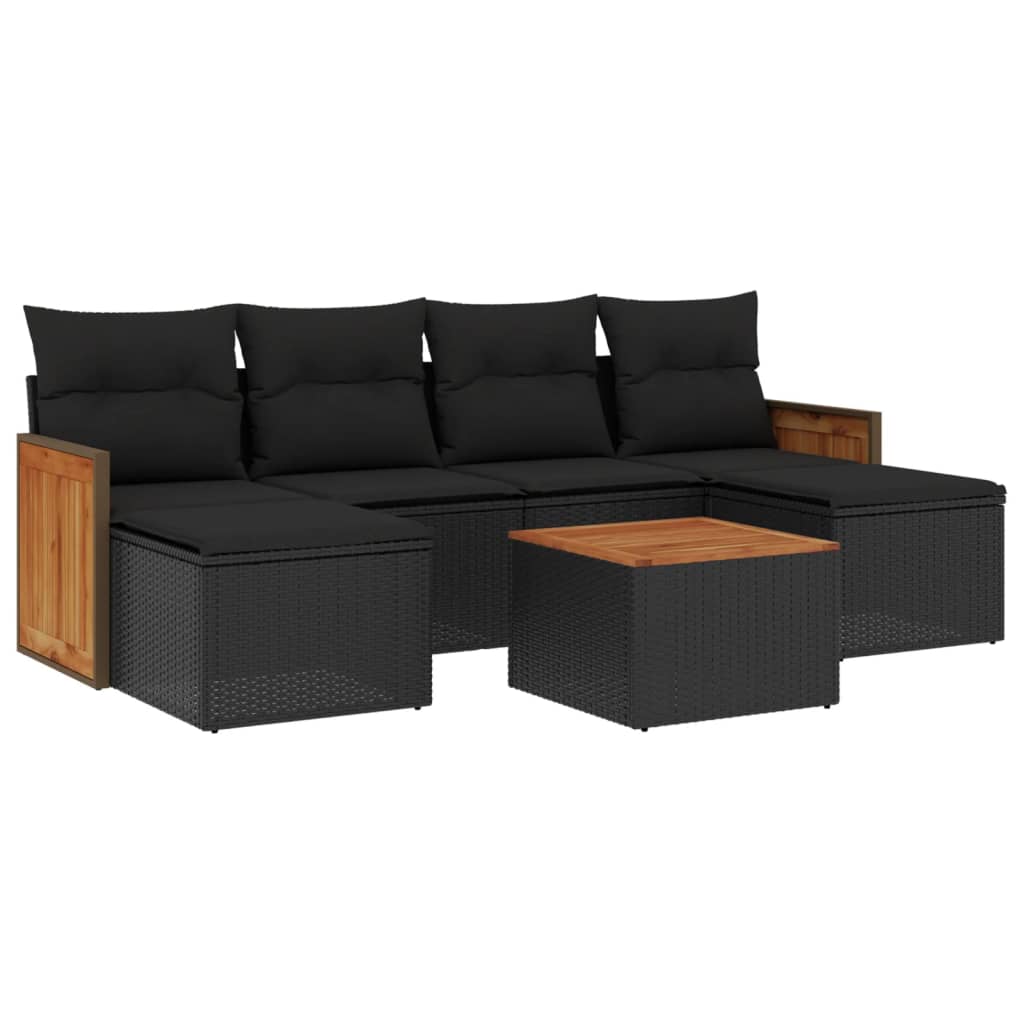 Set Divani da Giardino con Cuscini 7pz Nero Polyrattan - homemem39