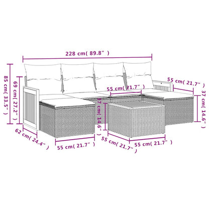 Set Divani da Giardino con Cuscini 7pz Nero Polyrattan | homemem39