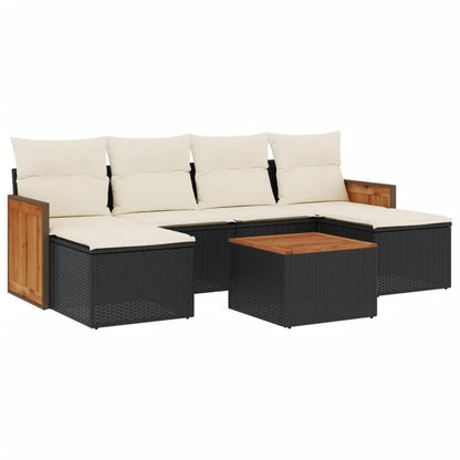 Set Divani da Giardino con Cuscini 7pz Nero Polyrattan | homemem39