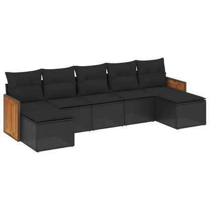 Set Divani da Giardino con Cuscini 7pz Nero Polyrattan | homemem39