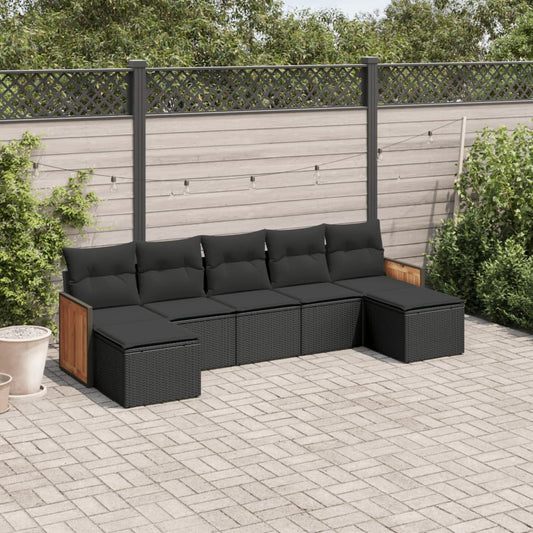 Set Divani da Giardino con Cuscini 7pz Nero Polyrattan - homemem39