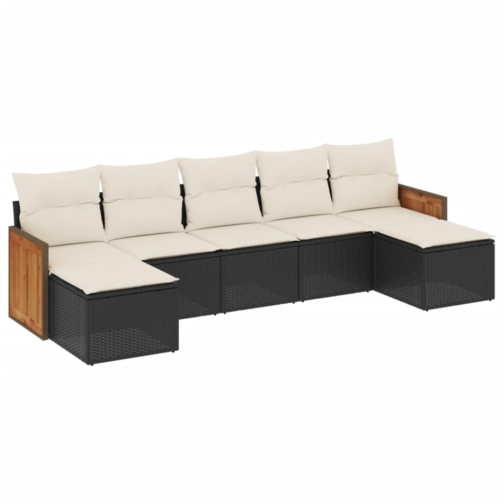 Set Divani da Giardino con Cuscini 7pz Nero Polyrattan - homemem39