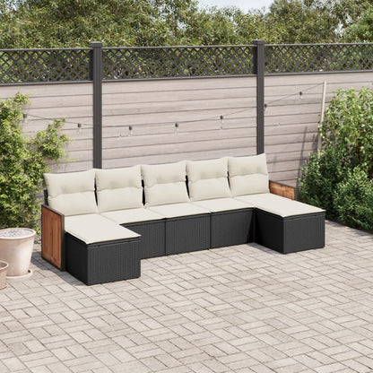 Set Divani da Giardino con Cuscini 7pz Nero Polyrattan - homemem39