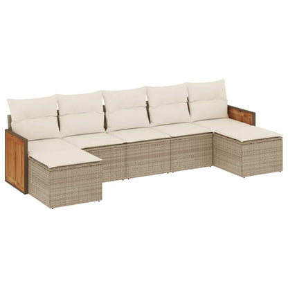 Set Divani da Giardino 7 pz con Cuscini Beige in Polyrattan - homemem39