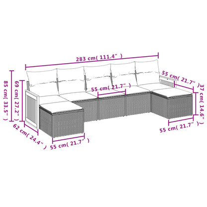 Set Divani da Giardino 7 pz con Cuscini Grigio in Polyrattan | homemem39