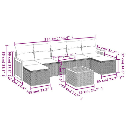 Set Divani da Giardino con Cuscini 8 pz Nero in Polyrattan | homemem39