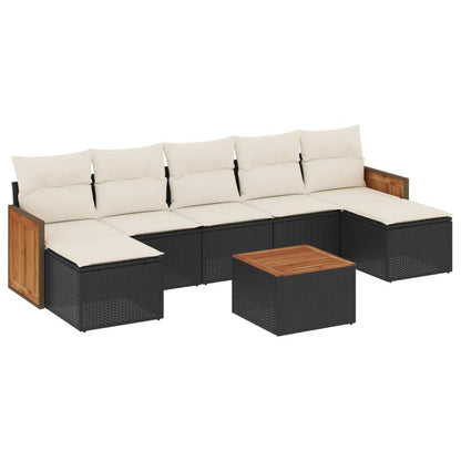 Set Divani da Giardino con Cuscini 8 pz Nero in Polyrattan - homemem39