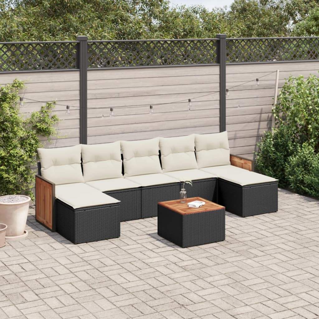 Set Divani da Giardino con Cuscini 8 pz Nero in Polyrattan - homemem39