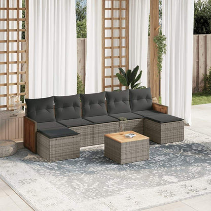 Set Divano da Giardino 8 pz con Cuscini Grigio in Polyrattan - homemem39
