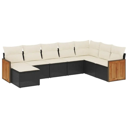 Set Divani da Giardino con Cuscini 8 pz Nero in Polyrattan - homemem39