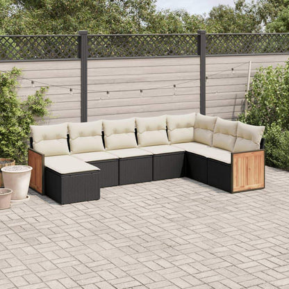 Set Divani da Giardino con Cuscini 8 pz Nero in Polyrattan - homemem39