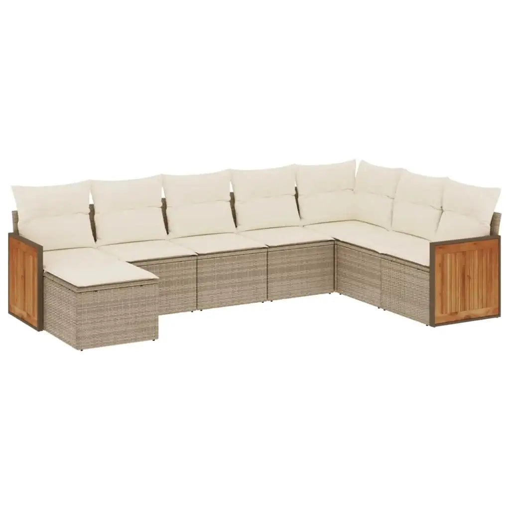 Set Divano da Giardino 8 pz con Cuscini Beige in Polyrattan - homemem39