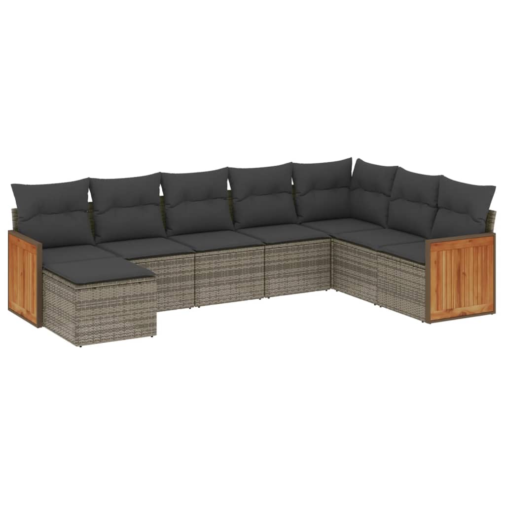 Set Divano da Giardino 8 pz con Cuscini Grigio in Polyrattan - homemem39