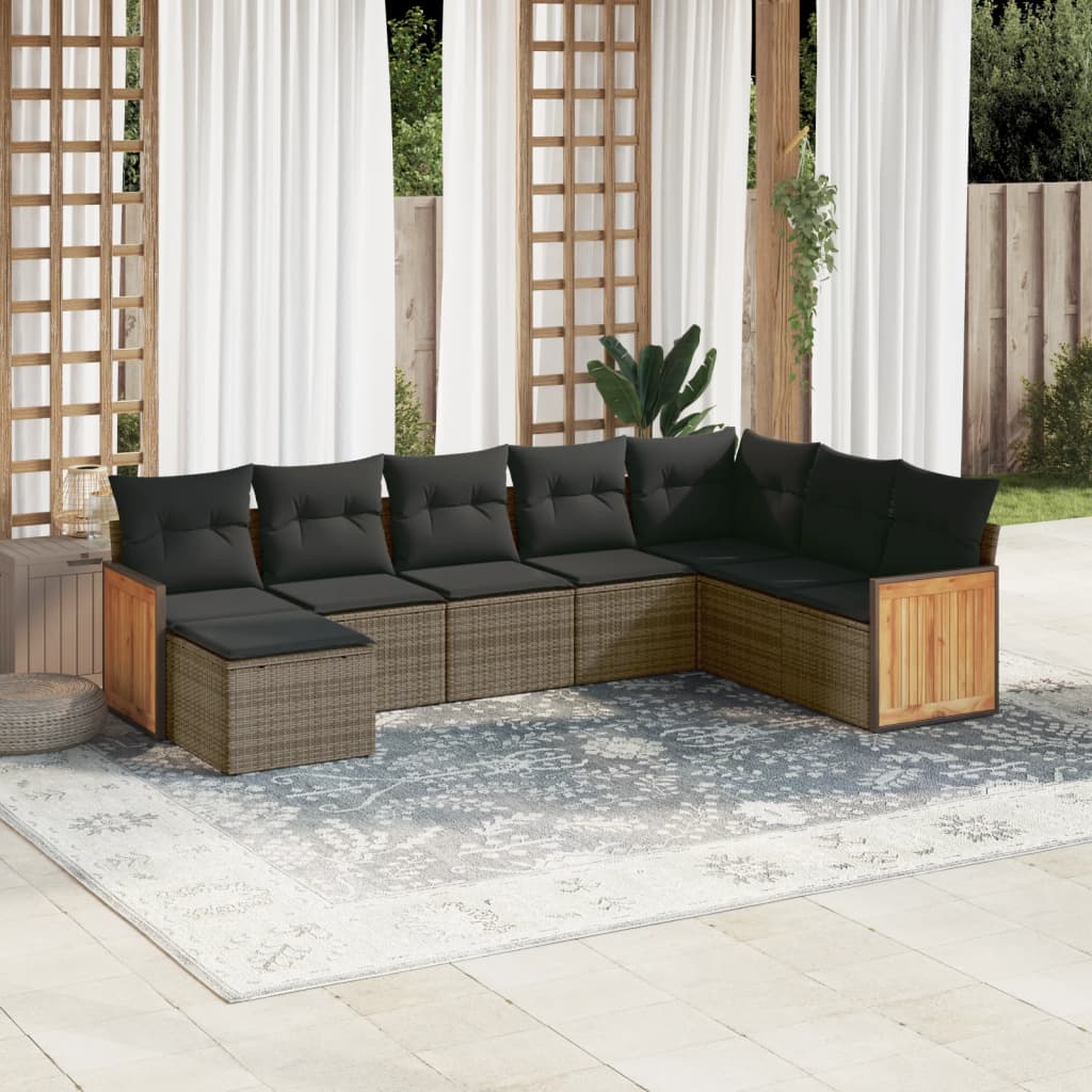 Set Divano da Giardino 8 pz con Cuscini Grigio in Polyrattan | homemem39
