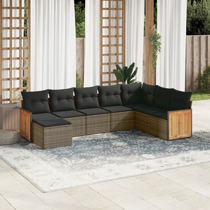 Set Divano da Giardino 8 pz con Cuscini Grigio in Polyrattan | homemem39