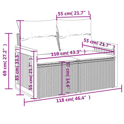 Set Divani da Giardino 9 pz con Cuscini Nero in Polyrattan | homemem39