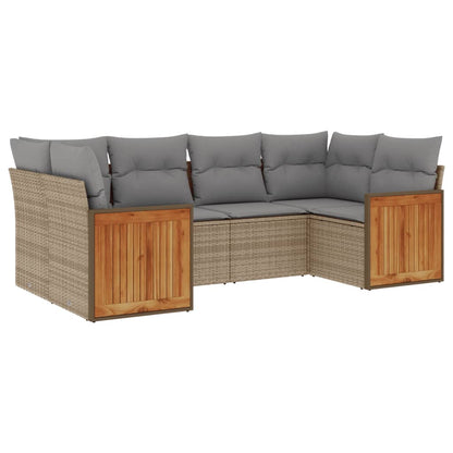 Set Divano da Giardino 6 pz con Cuscini Beige in Polyrattan | homemem39