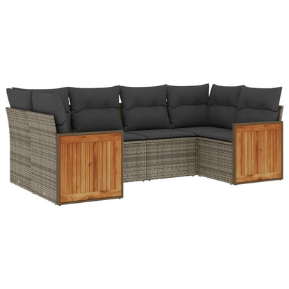 Set Divano da Giardino 6 pz con Cuscini Grigio in Polyrattan | homemem39