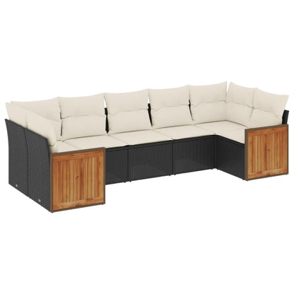 Set Divani da Giardino con Cuscini 7pz Nero Polyrattan | homemem39