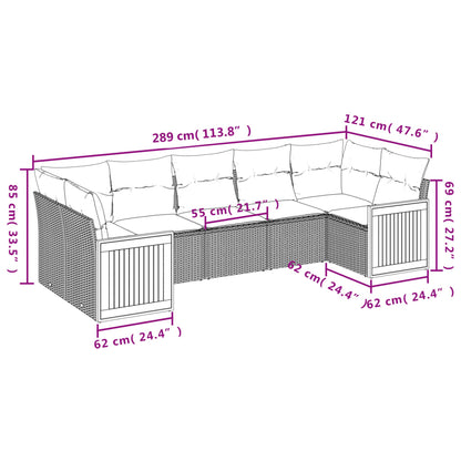 Set Divani da Giardino con Cuscini 7pz Nero Polyrattan | homemem39