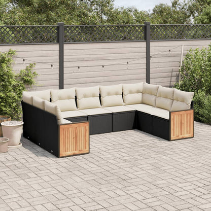 Set Divani da Giardino 9 pz con Cuscini Nero in Polyrattan | homemem39