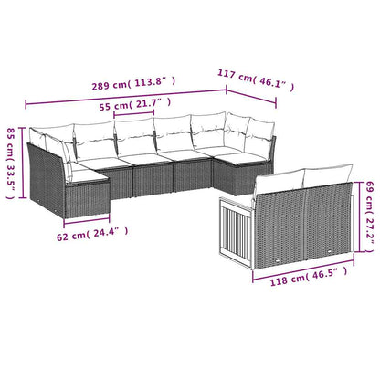 Set Divani da Giardino 9 pz con Cuscini Nero in Polyrattan | homemem39
