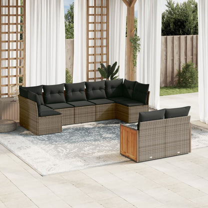 Set Divano da Giardino 9 pz con Cuscini Grigio in Polyrattan - homemem39