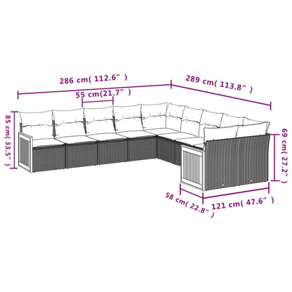 Set Divani da Giardino 10pz con Cuscini in Polyrattan Nero | homemem39