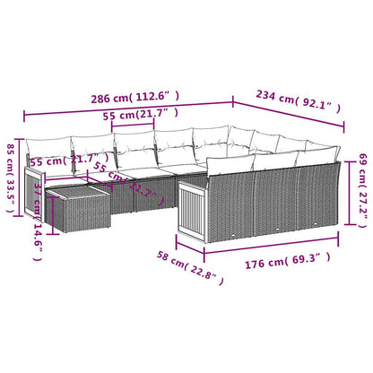 Set Divani da Giardino 11 pz con Cuscini in Polyrattan Nero | homemem39
