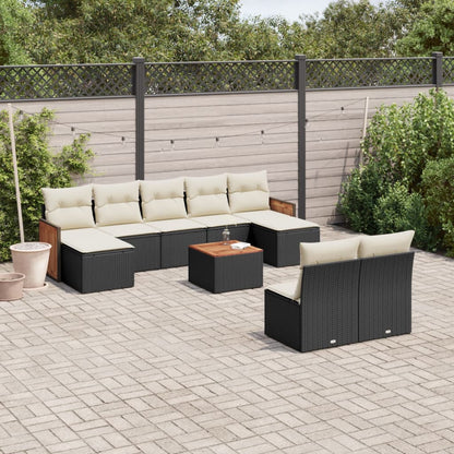 Set Divani da Giardino 10pz con Cuscini in Polyrattan Nero - homemem39