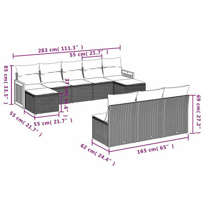 Set Divani da Giardino 10pz con Cuscini in Polyrattan Nero | homemem39
