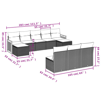 Set Divani da Giardino 10pz con Cuscini in Polyrattan Nero | homemem39