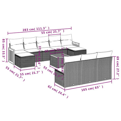 Set Divani da Giardino 11 pz con Cuscini in Polyrattan Nero | homemem39