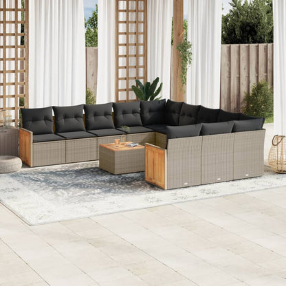 Set Divani da Giardino 12 pz con Cuscini Grigio in Polyrattan - homemem39