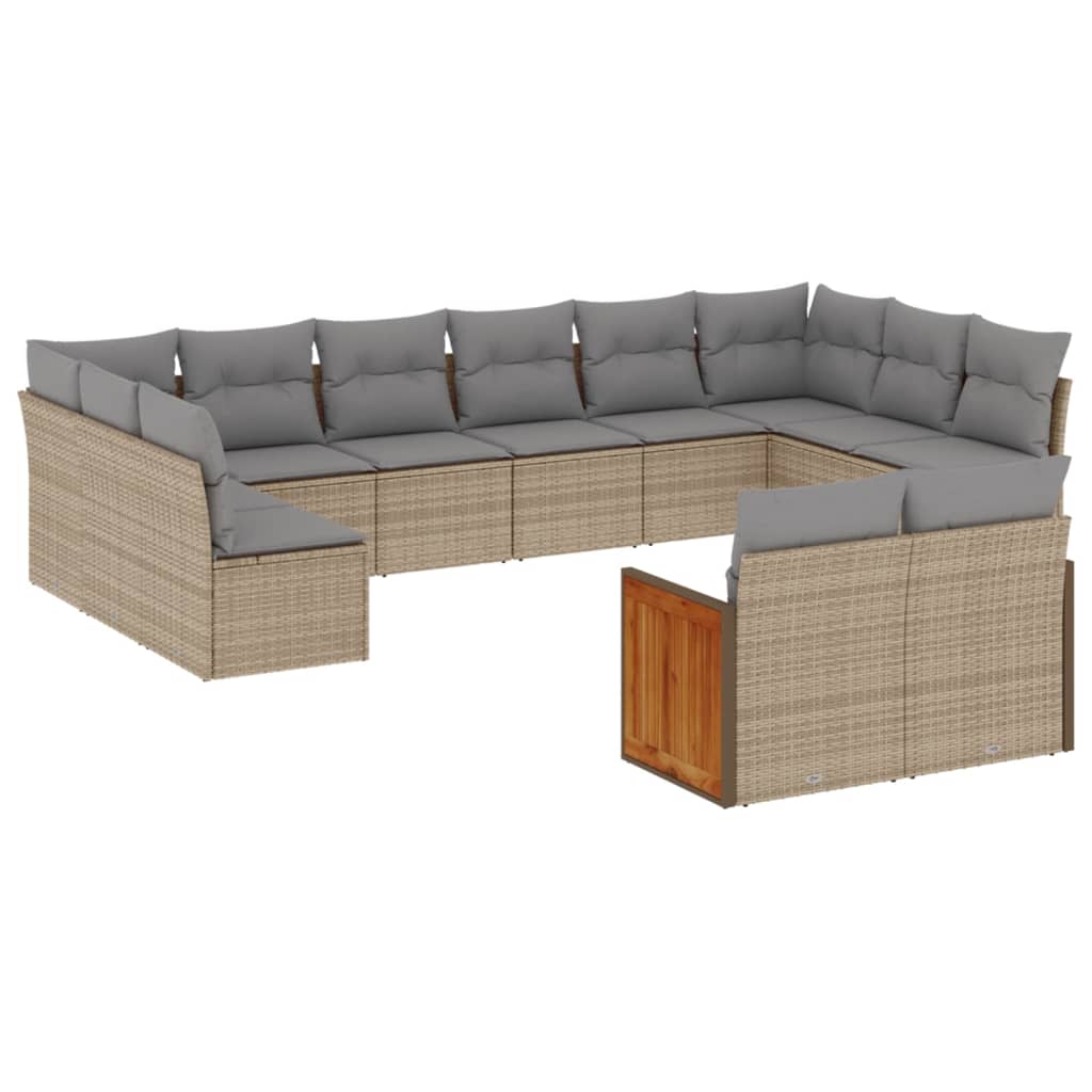 Set Divani da Giardino 12 pz con Cuscini Beige in Polyrattan - homemem39