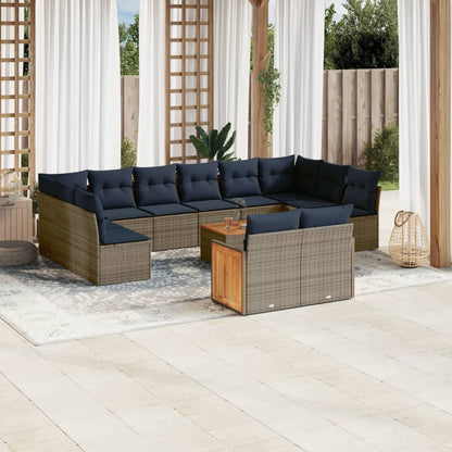 Set Divani da Giardino 12 pz con Cuscini Grigio in Polyrattan | homemem39