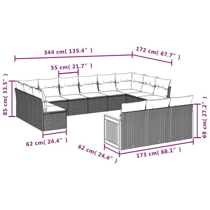 Set Divani da Giardino 13pz con Cuscini Nero in Polyrattan | homemem39
